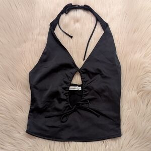 Abercrombie & Fitch black key hole silky halter top size XS